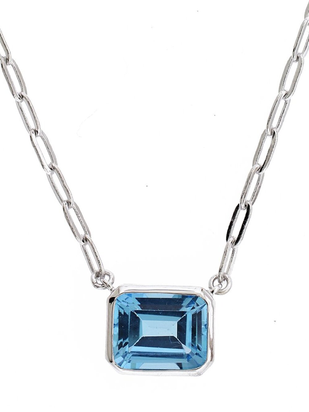 Meredith Leigh Designs Sterling Silver Swiss Blue Topaz Necklace 3.62 CTW